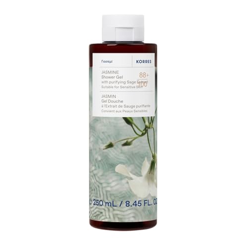 KORRES JASMINE Duschgel mit reinigendem Salbei-Extrakt, mit floralem Duft von zartem Jasmin, dermatologisch getestet, vegan, silikon- und parabenfrei, 250 ml
