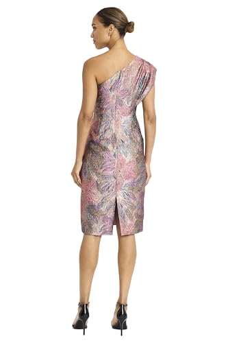 Maggy London Women's One Shoulder Metallic Jacquard Evening Fitted Special Occasion Cocktail Dress3