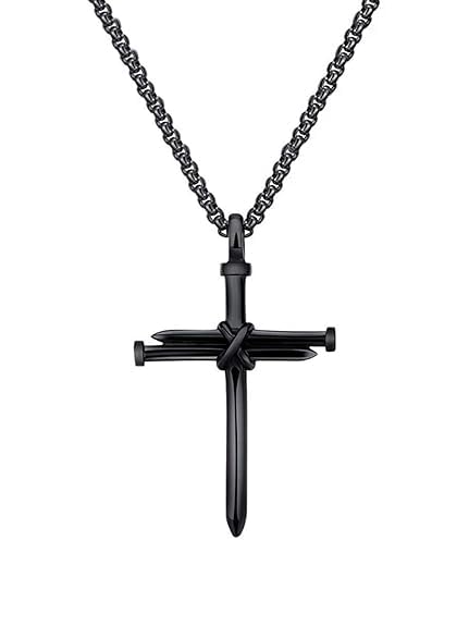 Men’s Stainless Steel Jesus Christ Cross Pendant Necklace with Durable Black Plated Chain, Faithful Style and Long-Lasting Durability for Faithful Devotion & Everyday Wear-image-28
