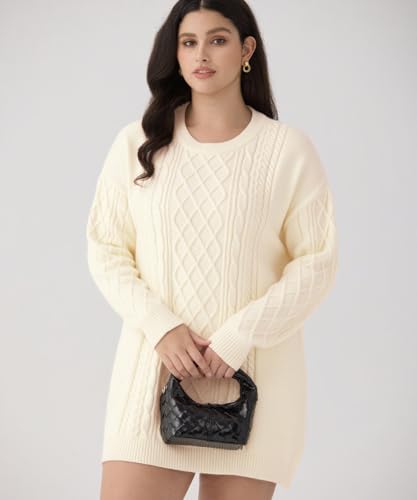 RITERA Womens Plus Size Sweater Dress Oversized Cable Knit Chunky Long  Sleeve Short Dresses Fall Outfits Winter Clothes - Product Details