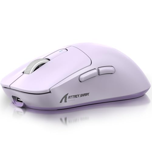 Image of ATTACK SHARK X3 Wireless Gaming Mouse, 49g Ergonomic Computer Mouse, Triple Modes PAW3395 26K DPI Optical Sensor, 200h Battery Life, Programmable Buttons, Gaming Accessories for PC /Laptop /Mac (Purple)