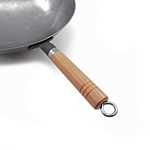 Wok Tradicional de Acero al Carbono con Mango de Madera miniatura 5