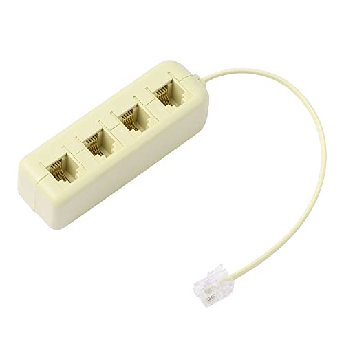 Divisor Telefónico RJ11 1 Macho a 4 Hembra Beige miniatura 1