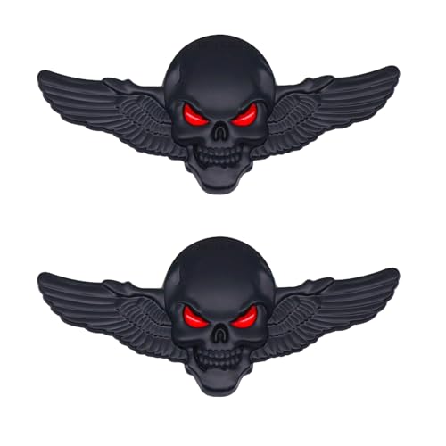 UOCAI 2 Stück 3D Metallschädel Autoaufkleber, Skull Aufkleber Auto Totenkopf Sticker Schädel Skull Emblem Auto Aufkleber Totenköpfe Autoaufkleber Stickers für Auto Motorrad