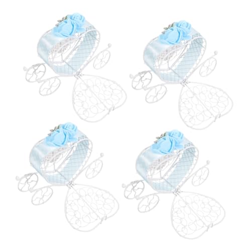 FUTUREORYY Lot de 4 Boîtes à Bonbons Mariage en Fer Bleu Ciel Forme Carrosse Citrouille Décorations Fête Élégantes Emballage Présent Original pour...