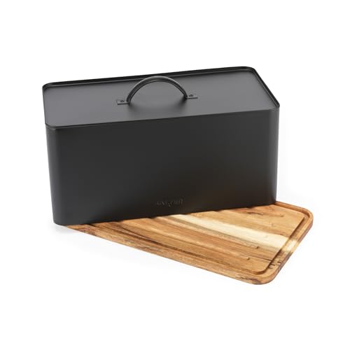 Salter Toronto Bread Bin With Chopping Board Base Black
