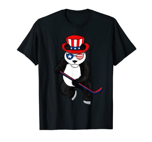 Panda Ice Hockey Uncle Sam Shirt Funny 4th July America Gift T-Shirt