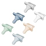 Dr. Brown's HappyPaci 100% Silicone Baby Pacifier, Contoured One-Piece Design, Blue/Light Blue/White + Gray/Green/Ecru, 0-6m, BPA-Free, 6-Pack