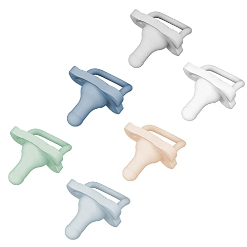 Dr. Brown's HappyPaci 100% Silicone Baby Pacifier, Contoured One-Piece Design, Blue/Light Blue/White + Gray/Green/Ecru, 0-6m, BPA-Free, 6-Pack