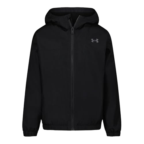 Under Armour Chaqueta impermeable para niños, Negro/Negro, 6-7 años