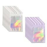 NASSIA 包装袋 チャック袋 収納 小分け袋 アルミ 透明 オーロラ ジッパー 50枚セット (ホワイト+パープル, タイプB 14×20cm)