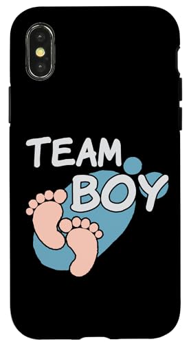 Team Boy 性別啓示シャワー ベビーシャワー スマホケース iPhone X/XS 用