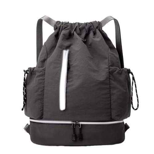 Sac à dos de voyage à cordon grand volume imperméable pour sport basket-ball et randonnée gris