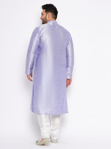 Image of Vastramay Plus Men's White Silk Blend Kurta Pyjama Set VPLUSMKWH001nPBL 44 | Independence Day