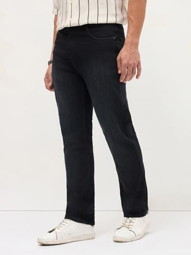 Image of Urbano Fashion Men's Straight Fit Washed Denim Jeans Stretchable