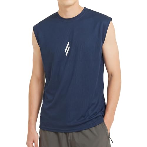 [THREEGUN] ノースリーブ メンズ タンクトップ 筋トレ トレーニングウェア シャツ フィットネスTシャツ スポーツインナー 袖なし 吸汗速乾(ネイビー2XL)の商品画像（Amazon）