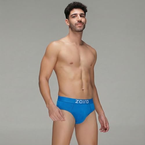 Image of Zoiro Men's Fluid-Fabric Brief | Micro Nylon Waistband | 4-Way Stretch Soft Supple Fit | Skin-Friendly Breathable Innerwear | 90% Cotton 10% Spandex
