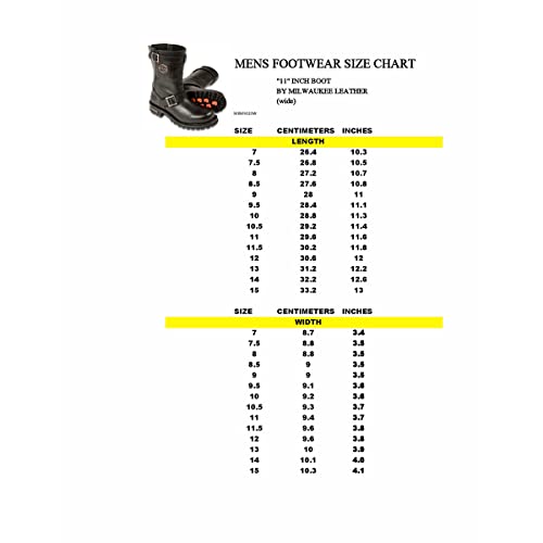 Milwaukee Leather Men's Black Leather Wide-Width 11-Inch Classic Engineer Motorcycle Boots MBM9020W3