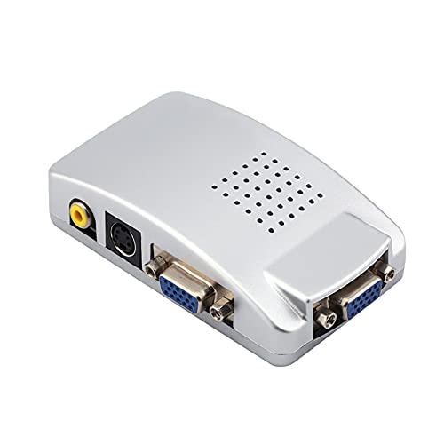 KIMISS Caja Convertidora de VGA a TV de Computadora Portátil PC Adaptador de Señal VGA a TV AV - Convertidor Compuesto para Visualización de Monitor - Convertidor de Adaptador de Señal