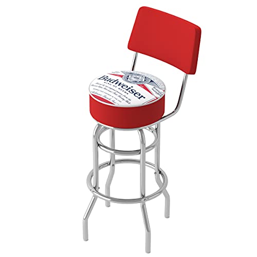 Trademark Gameroom Budweiser Chrome Padded Swivel Bar Stool with Swivel
