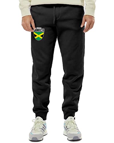 Jamaica Crest - Jamaican National Soccer Cup Unisex Drawstring Fleece Jogger Pants (Medium, Black)