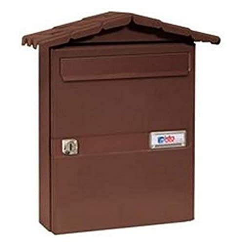 BTV | Buzones de Correos Exterior Modelo Chalet Color Marrón Tierra | Buzon Exterior con Cerradura de Seguriad Fabricado en Acero Galvanizao | Medias 34.6 x 29.9 x 8.7 cm Cover