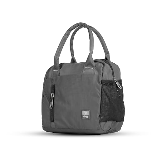 Image of Fluxy Lunch Bag for Men & Women | 7.4L Lunch Tote for Office, School & Travel | Durable 1000D Polyester Lunch Carrier with Zipper & Multiple Pockets | Reusable Tiffin Bag (Grey, 22 cm)
