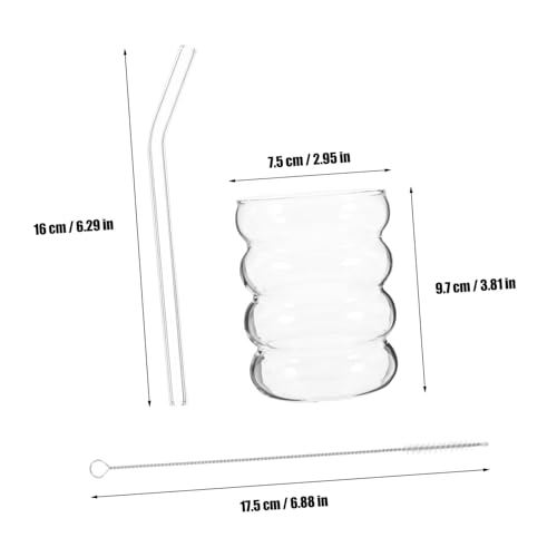 Set de 4 vasos de vidrio con diseño ondulado ribeteado miniatura 2