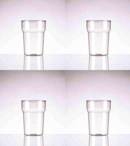 Pint Glass Clear - CE Marked Reusable Stackable Polycarbonate Plastic - 20oz - Pack of 4