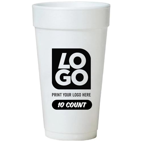 Custom 24 Oz. Styrofoam Cups with Single-Color Imprints, Perfect for Events, Business Promotions, and Restaurant Marketing. (Qty 10)