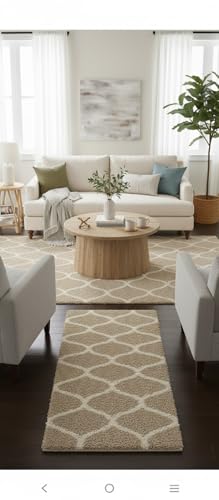 Image of Carpet for Hallway, Kitchen, and Modern InteriorsCarpetCozy Shag Runner for Living Room, Bedroom & Office Decor ETC Size 2x6 feet, Patten-Solid Beige M