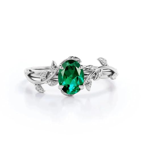 10K 14K 18K Gold Vine Gemstone Rings 1ct Oval Gemstone Leaf Rings for Women Leaf Design Engagement Rings Best Gift for Christmas Anniversary Birthday