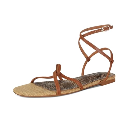 Image of SOVANYOU Strappy Sandals for Women Dressy Flat Sandals Open Toe Cute Summer Sandal with Cross Ankle Strap