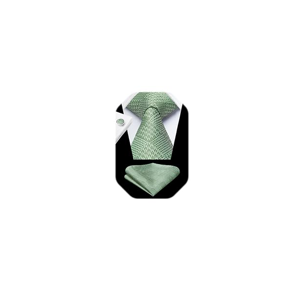 Image of HISDERN Mens Tie Set Classic Woven Ties and Pocket Square Cufflinks Set Formal Business Wedding Neckties Handkerchief