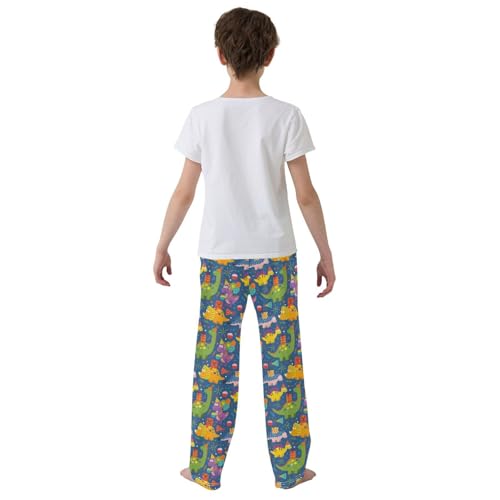 ZZXXB Dinosaur Happy Birthday Boys Long Pants Soft Trousers Elastic Waist Kids Lounge Bottoms with Pockets S-XL3