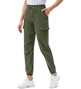 Boladeci Women's Hiking Cargo Pants Water Resistant Lightweight Quick Dry Comfy Drawstring Elasti...