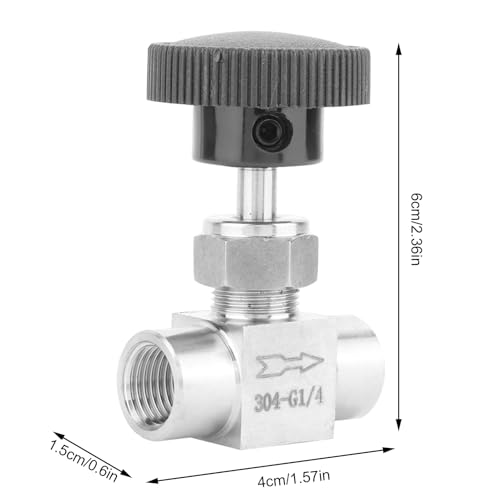 Nadelventil 1/4 Zoll Gerades Durchflussregelventil aus 304 Edelstahl mit BSPP Innengewinde für Wasser Gas Öl und Kraftstoff Absperrventil