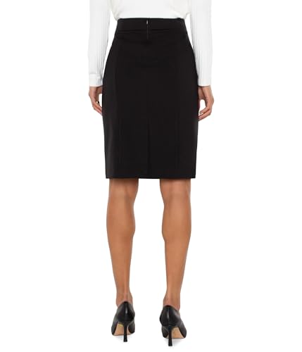 Liverpool Los Angeles Women's Pencil Skirt with Back Vent Mid Rise Super Stretch Ponte, Black, 162