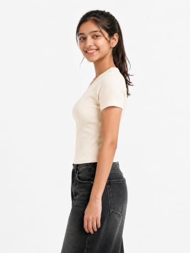 Image of Womanista Women Built in Bra Tshirt for Girls | Padded Tops for Teenagers | Stylish Casual Crop Tops for Everyday use