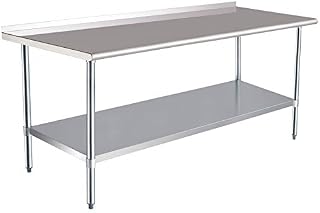 AmazonCommercial NSF Stainless Steel Workbench with Backsplash - 76 x 183 cm