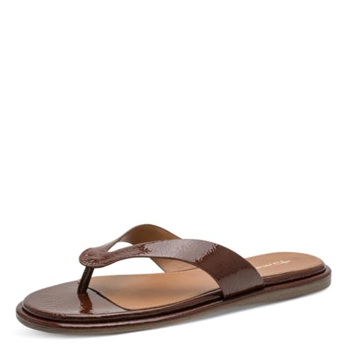 Mule à entre-doigt plate Tamaris en cuir souple avec semelle souple