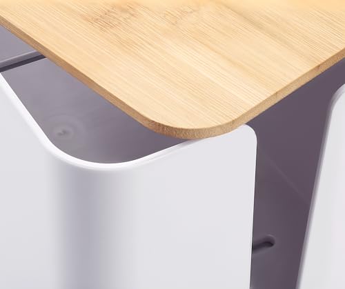 Image of ZhiYo Large Cable Management Box, Thick ABS Power Strip Organizer, White | Extra-Tall Design for Oversized Adapters, Natural Bamboo Lid, Fits Power Strips Up to 12.5 inch Long, Ideal for Desks, TV Areas