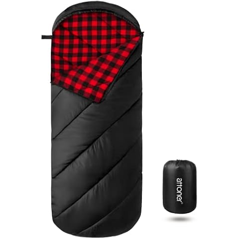ATTONER Schlafsack 3-4 Jahreszeiten Flanell Schlafsack Winter, 450GSM Outdoor Deckenschlafsack Kleines Packmaß Ultraleicht Cover