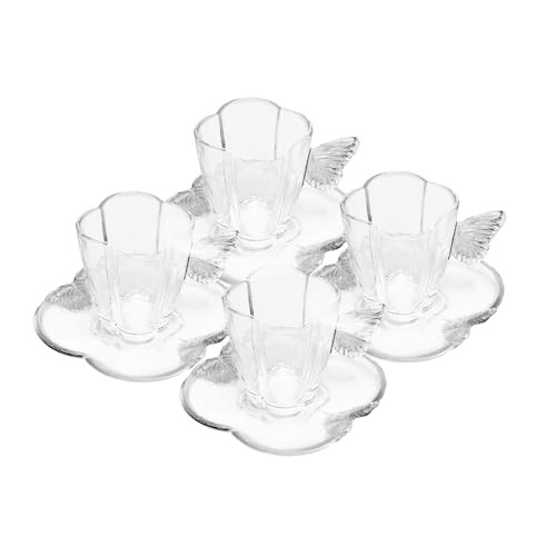 WOLFF - Conjunto 4 Xícaras de Chá de Vidro com Pires Butterfly 180ml