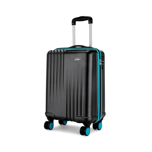 Image of Safari Citymiles 8 Wheels 59 Cm Cabin Size Trolley Bag Hard Case Polycarbonate 360 Degree Wheeling Carry on Luggage, Antitheft Zipper, Travel Bag, Suitcase for Travel, Trolley Bags for Travel, Black