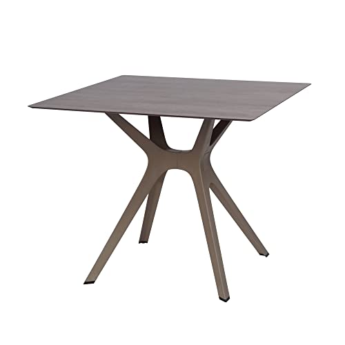 resol Vela S Mesa Cuadrada Interior, Exterior 90x90 | jardín, terraza, balcón, Salon, Cocina, Comedor | diseño, Ligero, Multiusos | 2-4 Personas | Pie Arena - Tablero Blanco