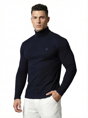 Image of CHKOKKO Men's Winter Wear Cotton High Neck Full Sleeves Regular Fit T-Shirt
