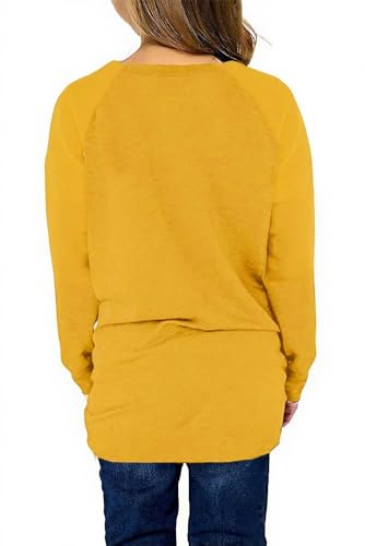 Image of SELINK Girl's Casual Big Kids Long Sleeve Striped Color Block Casual Tees with Pockets