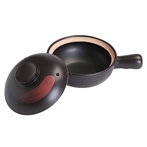 AUTSUPPL Cacerola de Barro Grande con Asa para Cocina Gas Olla para Guisos y Diseño Antideslizante y Energético para Cocinar y Mantener Caliente