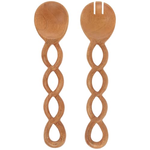 Boston International Salad Server Set Wood Utensils Serving Fork and Spoon, 12", Braided by Boston International - Used condition - US$9.64